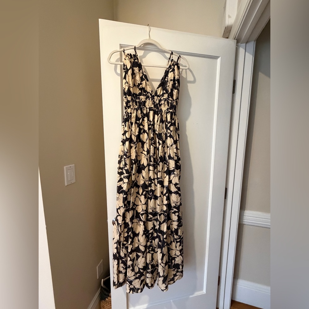 Vici Navy and Cream Floral Maxi Dress